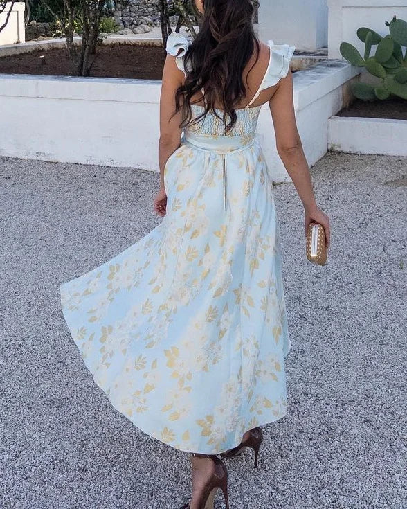 Abito Corsetto | Elegante | Maniche a farfalla | Abito midi | Abito estivo-Modasso