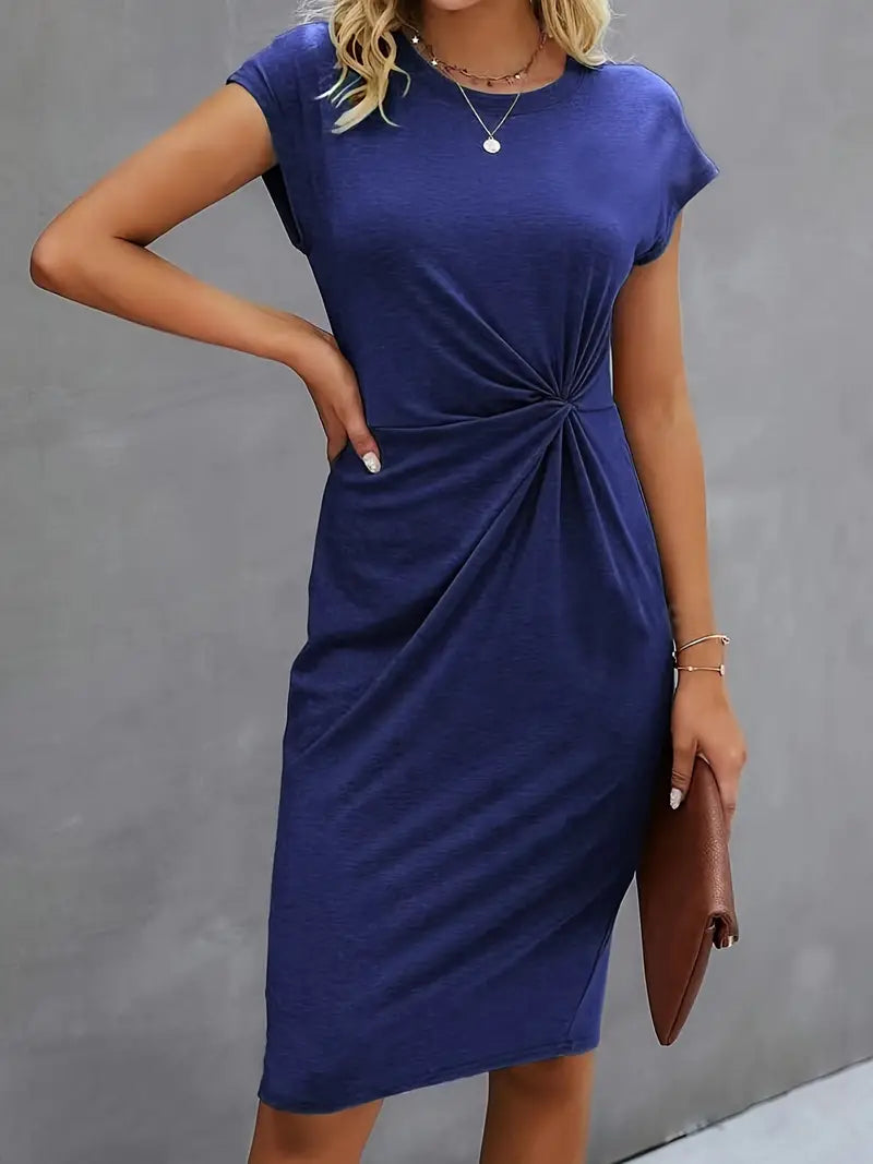 Abito | Manica corta | Lunghezza al ginocchio | Abito elegante | Abito midi-Modasso