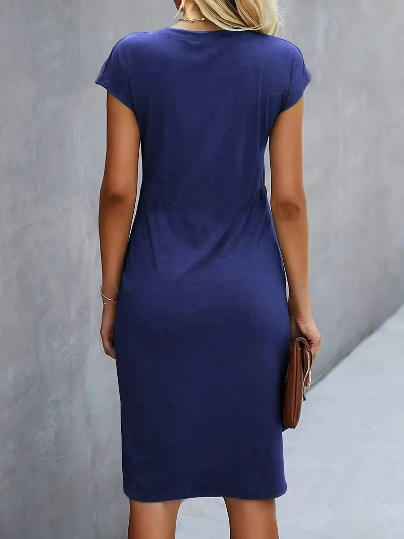 Abito | Manica corta | Lunghezza al ginocchio | Abito elegante | Abito midi-Modasso