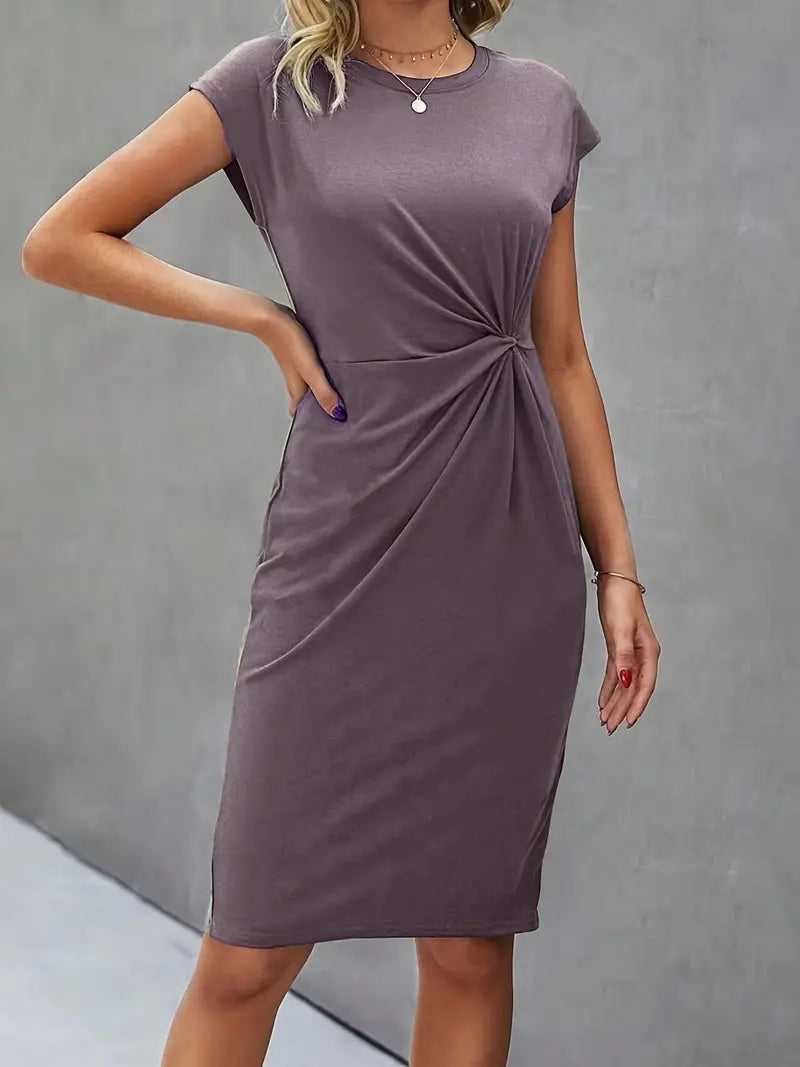 Abito | Manica corta | Lunghezza al ginocchio | Abito elegante | Abito midi-Modasso