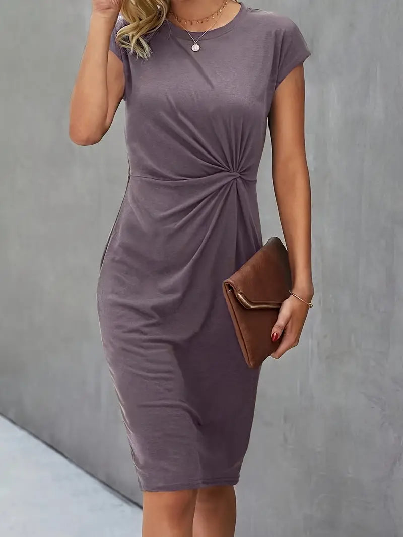 Abito | Manica corta | Lunghezza al ginocchio | Abito elegante | Abito midi-Modasso