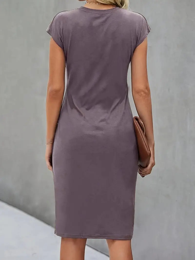 Abito | Manica corta | Lunghezza al ginocchio | Abito elegante | Abito midi-Modasso