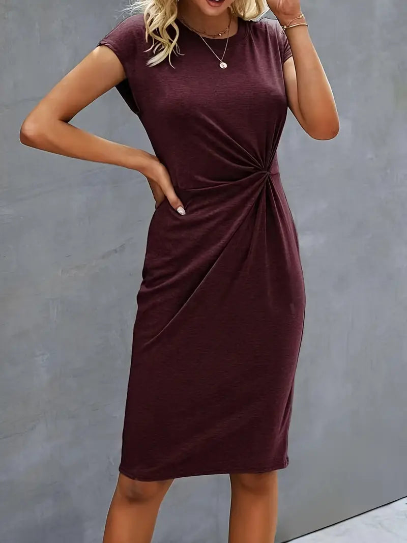 Abito | Manica corta | Lunghezza al ginocchio | Abito elegante | Abito midi-Modasso