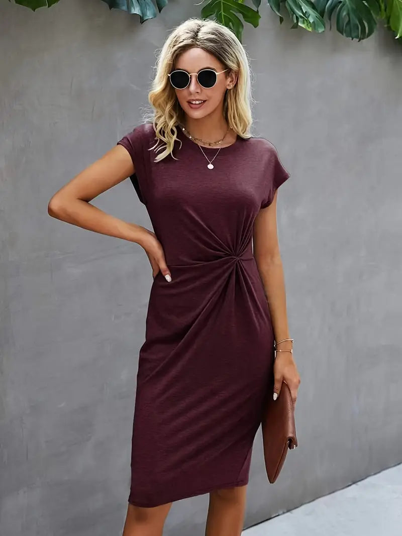 Abito | Manica corta | Lunghezza al ginocchio | Abito elegante | Abito midi-Modasso