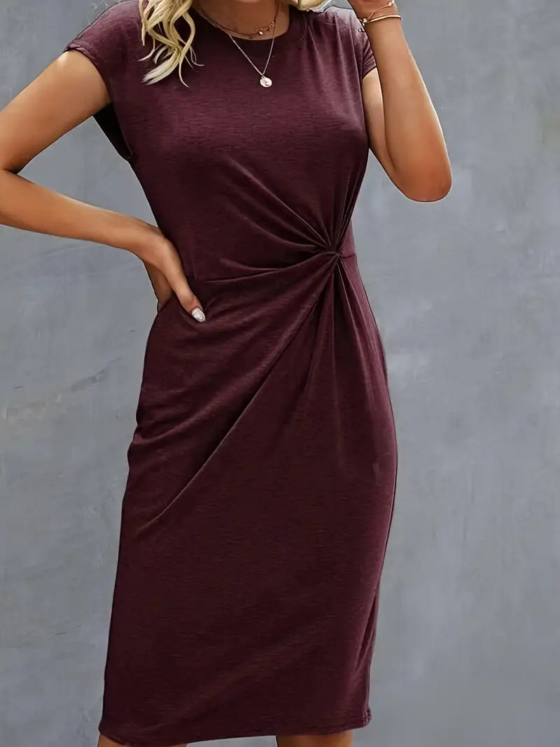 Abito | Manica corta | Lunghezza al ginocchio | Abito elegante | Abito midi-Modasso