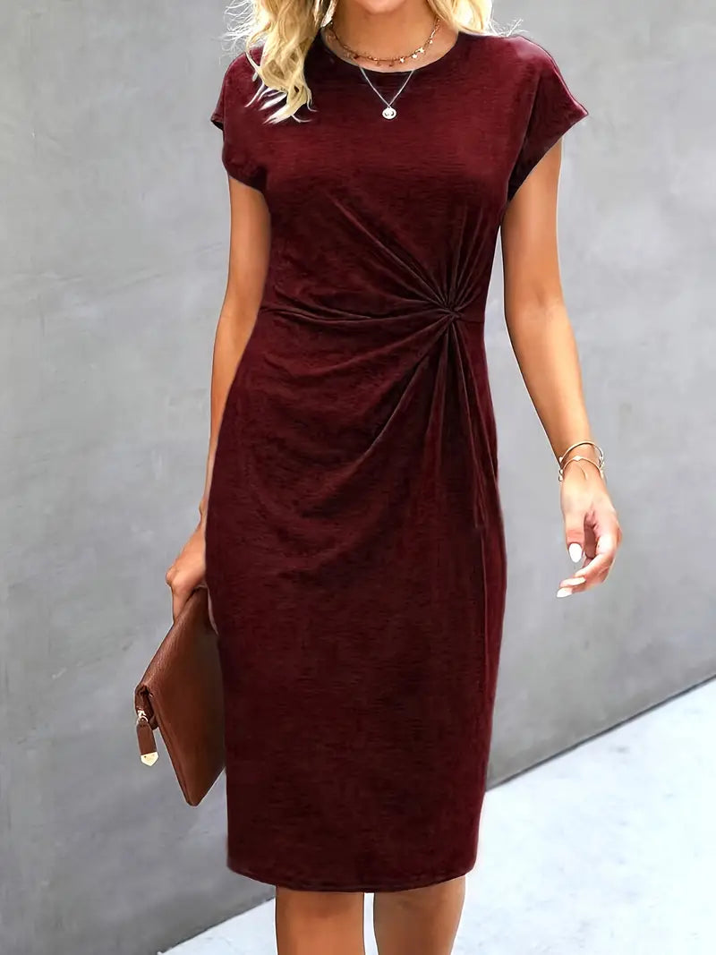 Abito | Manica corta | Lunghezza al ginocchio | Abito elegante | Abito midi-Modasso