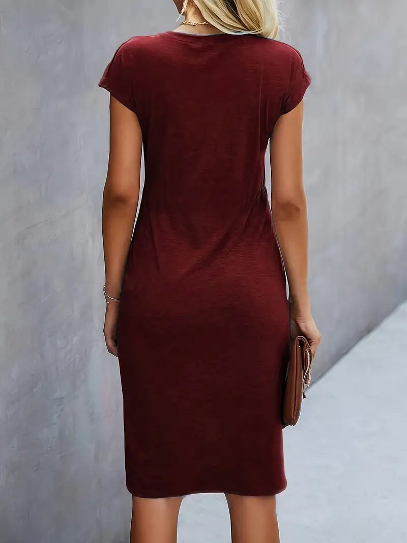 Abito | Manica corta | Lunghezza al ginocchio | Abito elegante | Abito midi-Modasso
