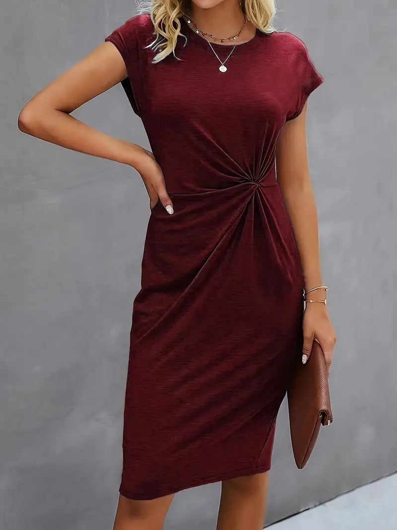 Abito | Manica corta | Lunghezza al ginocchio | Abito elegante | Abito midi-Modasso
