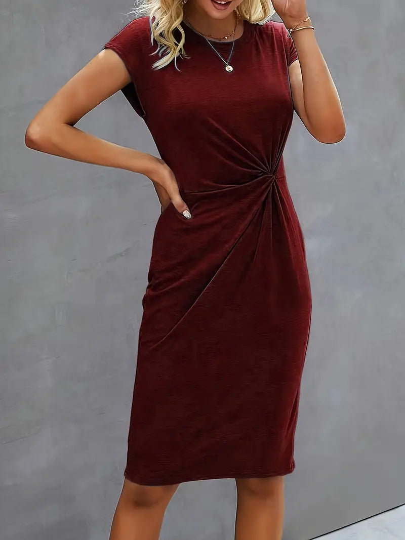 Abito | Manica corta | Lunghezza al ginocchio | Abito elegante | Abito midi-Modasso