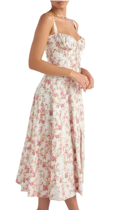 Abito bustier - Senza maniche - Spacco - Abito midi - Abito estivo-Modasso