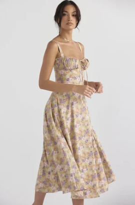 Abito bustier - Senza maniche - Spacco - Abito midi - Abito estivo-Modasso