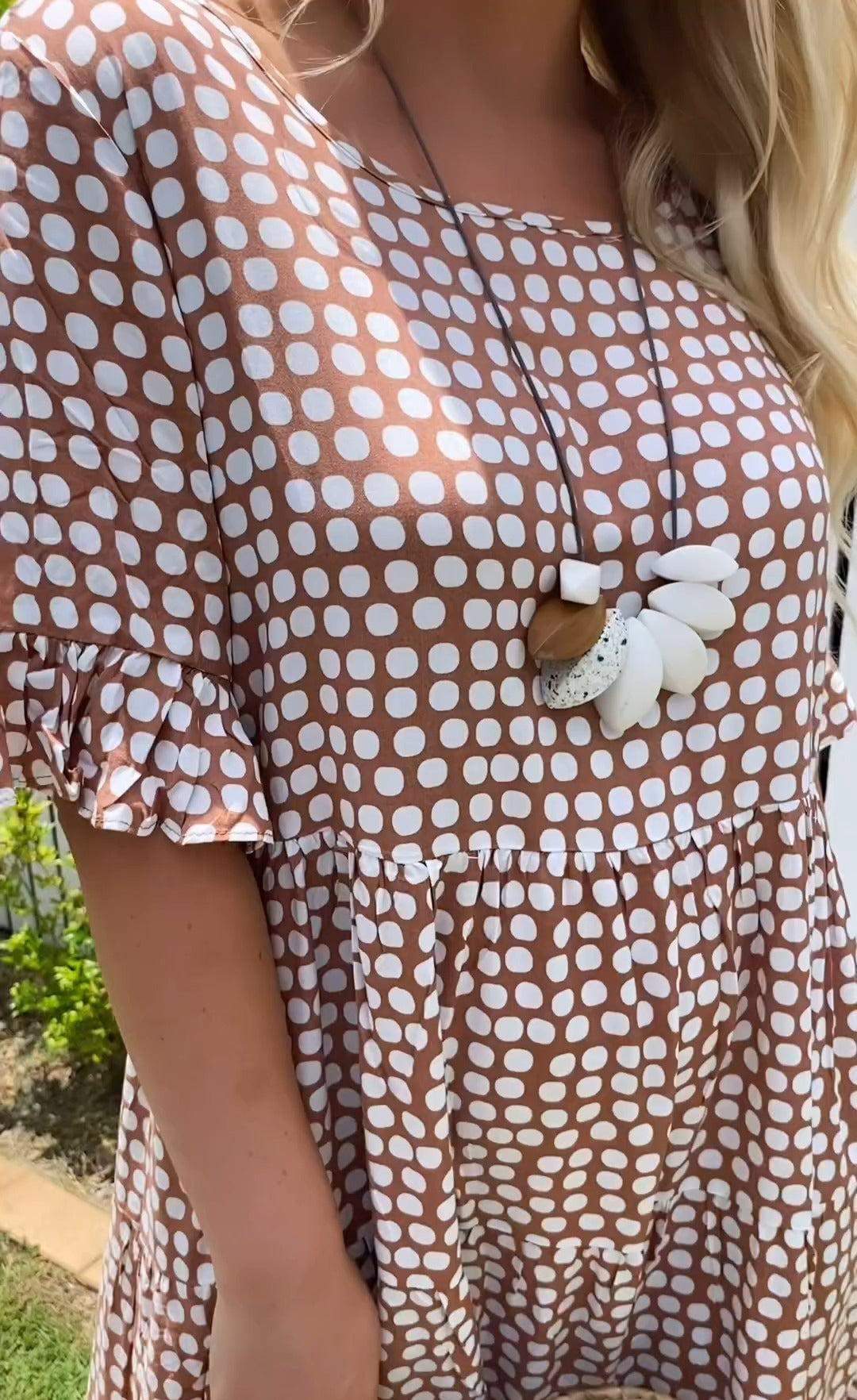Abito midi - Abito estivo da donna a trapezio a pois con maniche corte-Modasso