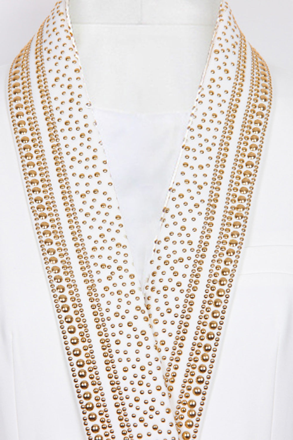 Blazer bianco - Doppiopetto - Dettagli dorati - Blazer con cintura - Abbigliamento donna-Modasso