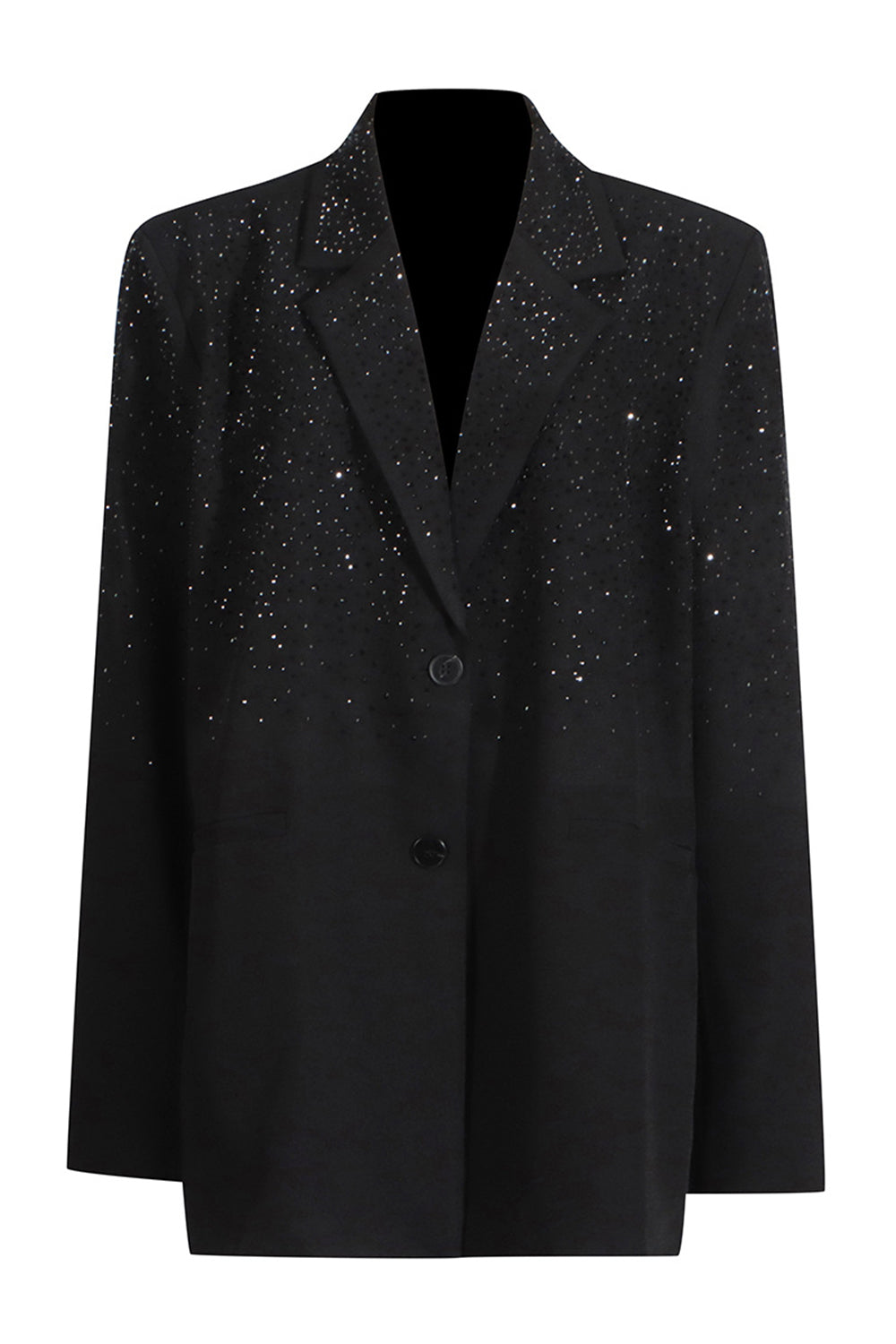 Blazer con Paillette | Oversize | Lunga | Giacca nera | Giacca da donna-Nero-S-Modasso