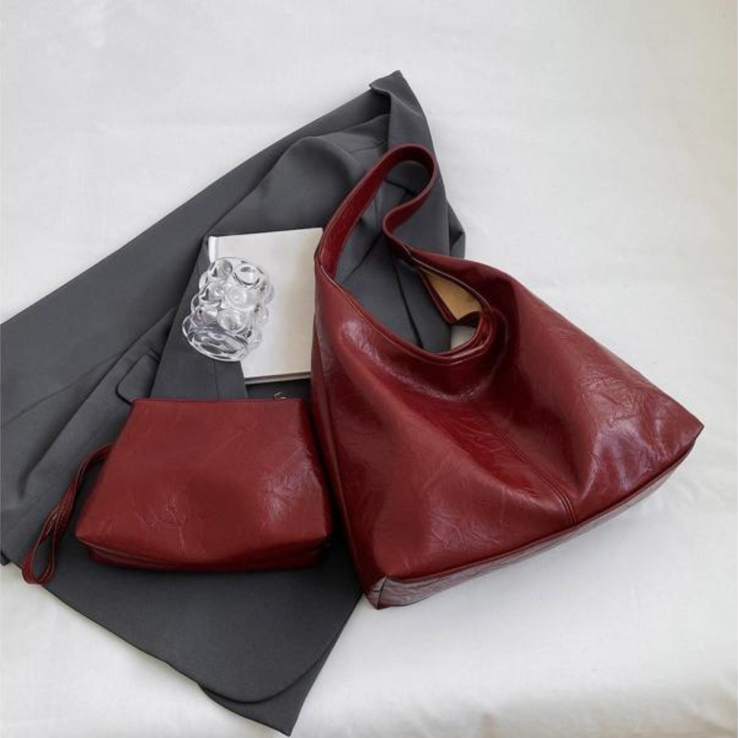 Borsa Hobo - Pelle PU - Grande - Borsa in similpelle - Borsa a tracolla-Modasso