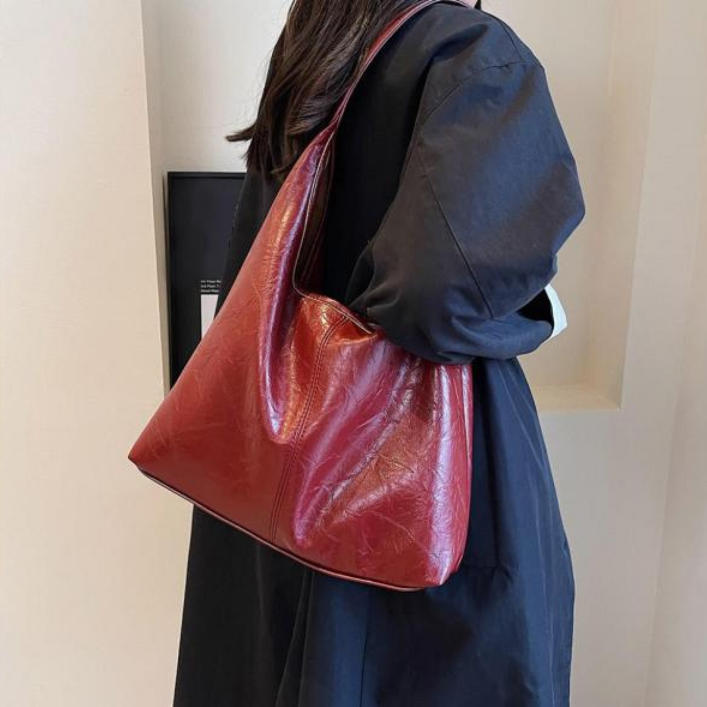 Borsa Hobo - Pelle PU - Grande - Borsa in similpelle - Borsa a tracolla-Modasso