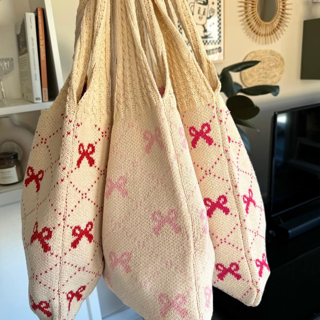 Borsa Shopper all'Uncinetto con Fiocchi da Donna-Modaso