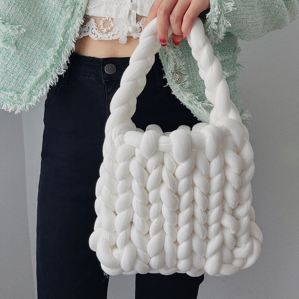 Borsa a Maglia Grossa da Donna, Mini Tote-Modaso
