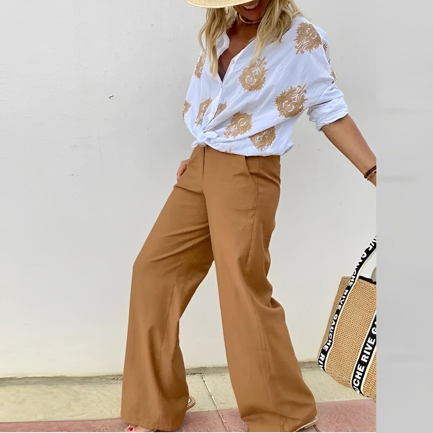 Camicetta abbottonata - Oversize - Manica lunga - Camicetta boho - Top estivi da donna-Modasso
