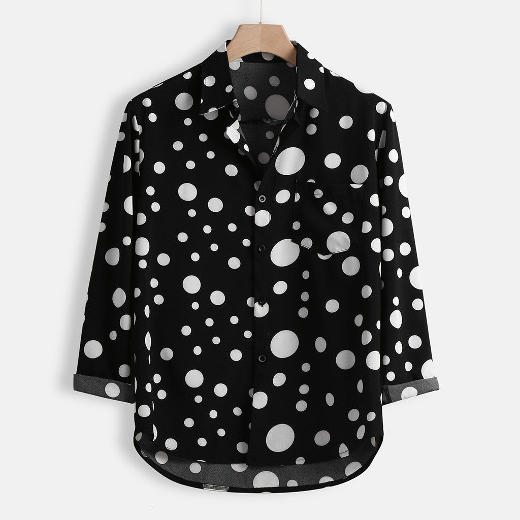 Camicia a pois | Maniche lunghe | Con colletto | Camicia abbottonata | Camicia da uomo-Modasso