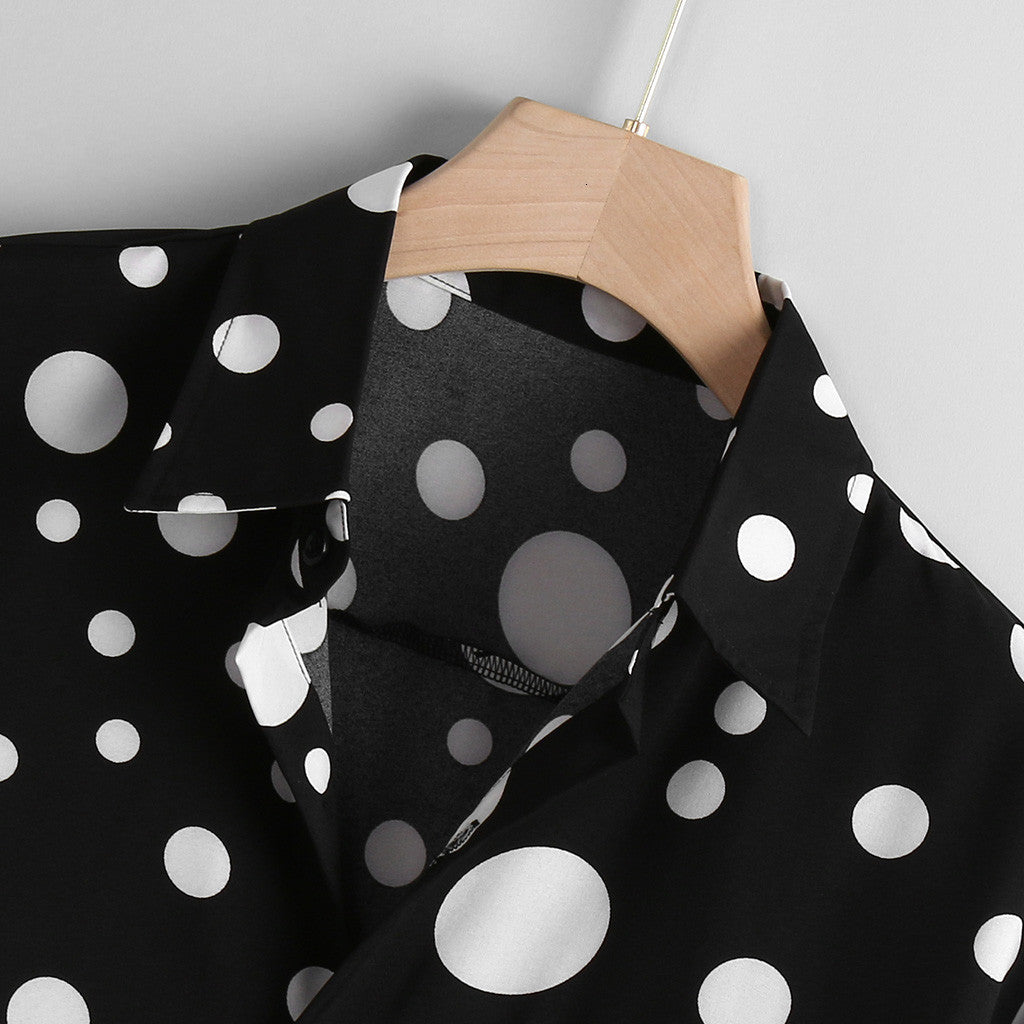 Camicia a pois | Maniche lunghe | Con colletto | Camicia abbottonata | Camicia da uomo-Modasso