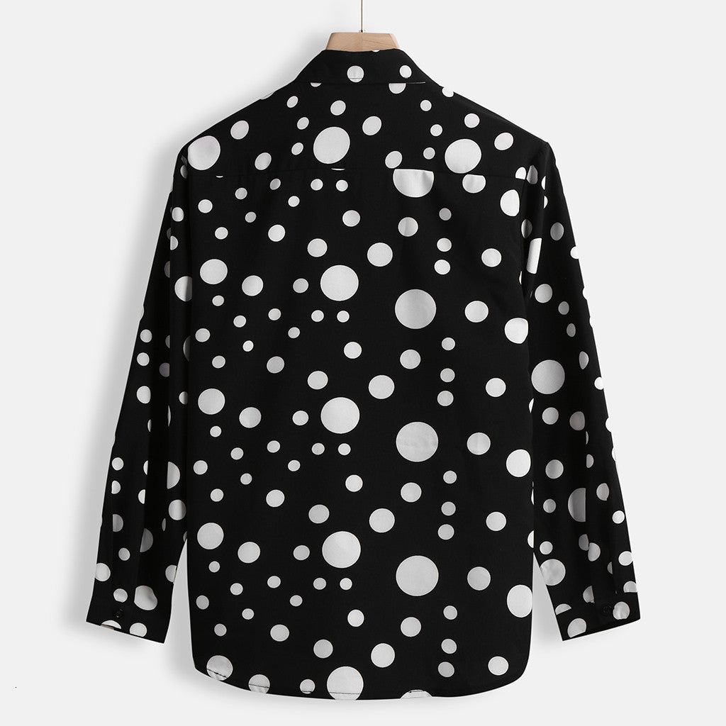 Camicia a pois | Maniche lunghe | Con colletto | Camicia abbottonata | Camicia da uomo-Modasso