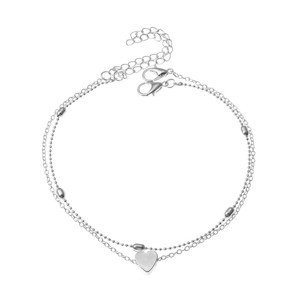 Cavigliera con Cuore, Cavigliera in Argento e Oro-Modaso