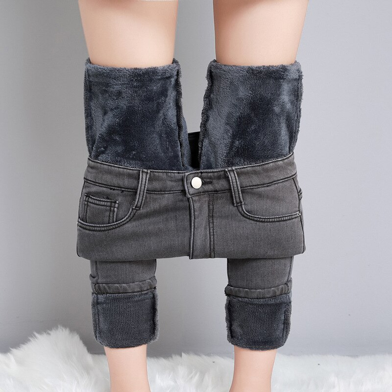 Felicity Thermal Jeans | Jeans skinny elasticizzati da donna foderati in pile-Grigio-25-Modasso