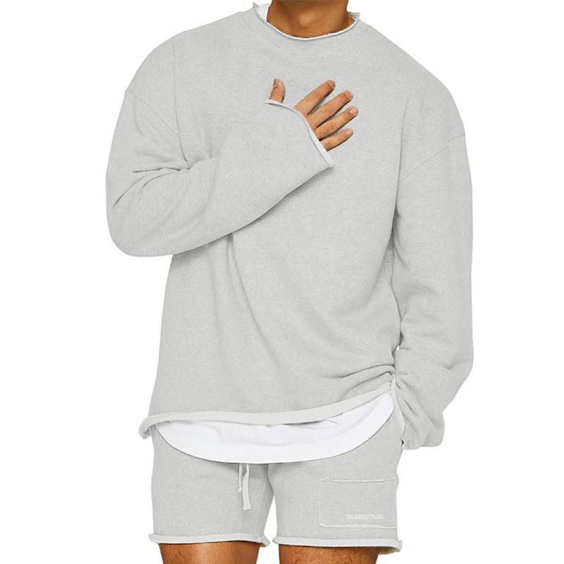 Felpa - Casual - Manica lunga - Camicia basic - Abbigliamento uomo-Grigio chiaro-M-Modasso