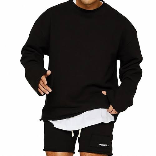 Felpa - Casual - Manica lunga - Camicia basic - Abbigliamento uomo-Nero-M-Modasso
