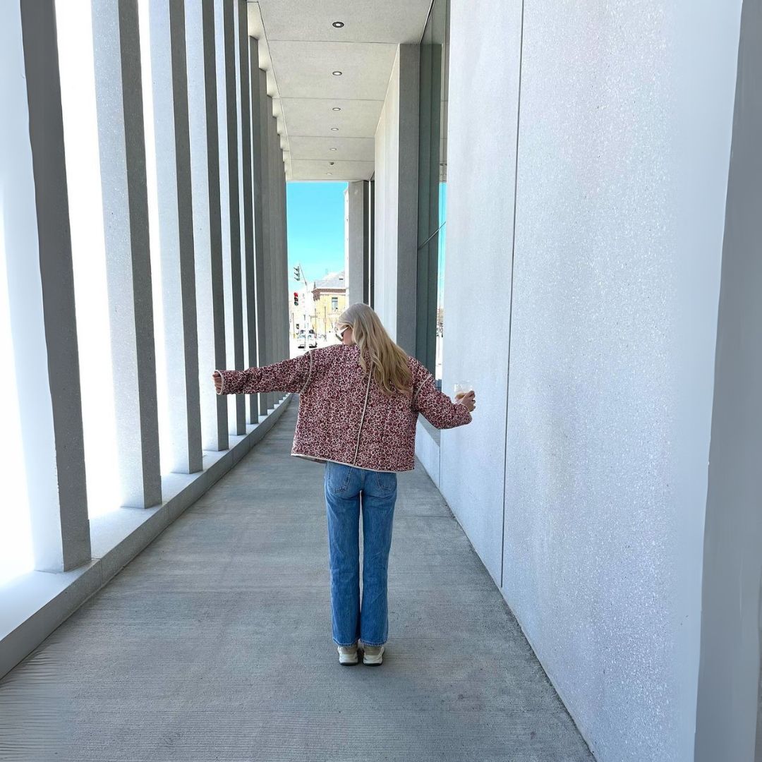 Giacca Trapuntata, Giacca a Fiori Oversize da Donna-Modaso