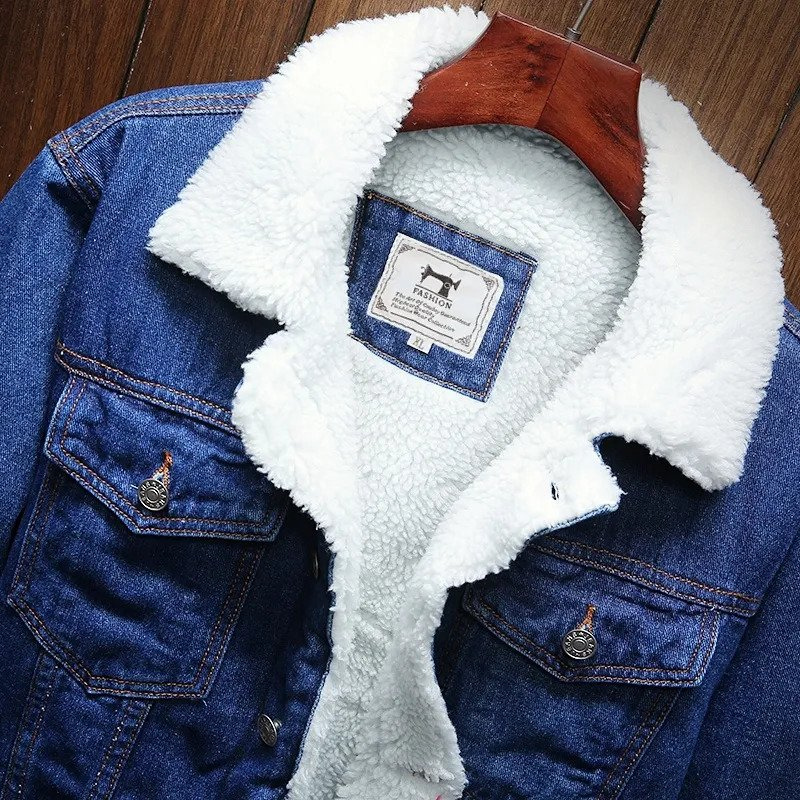 Giacca denim Essentials | Giacca invernale da uomo con fodera in pile-Modasso