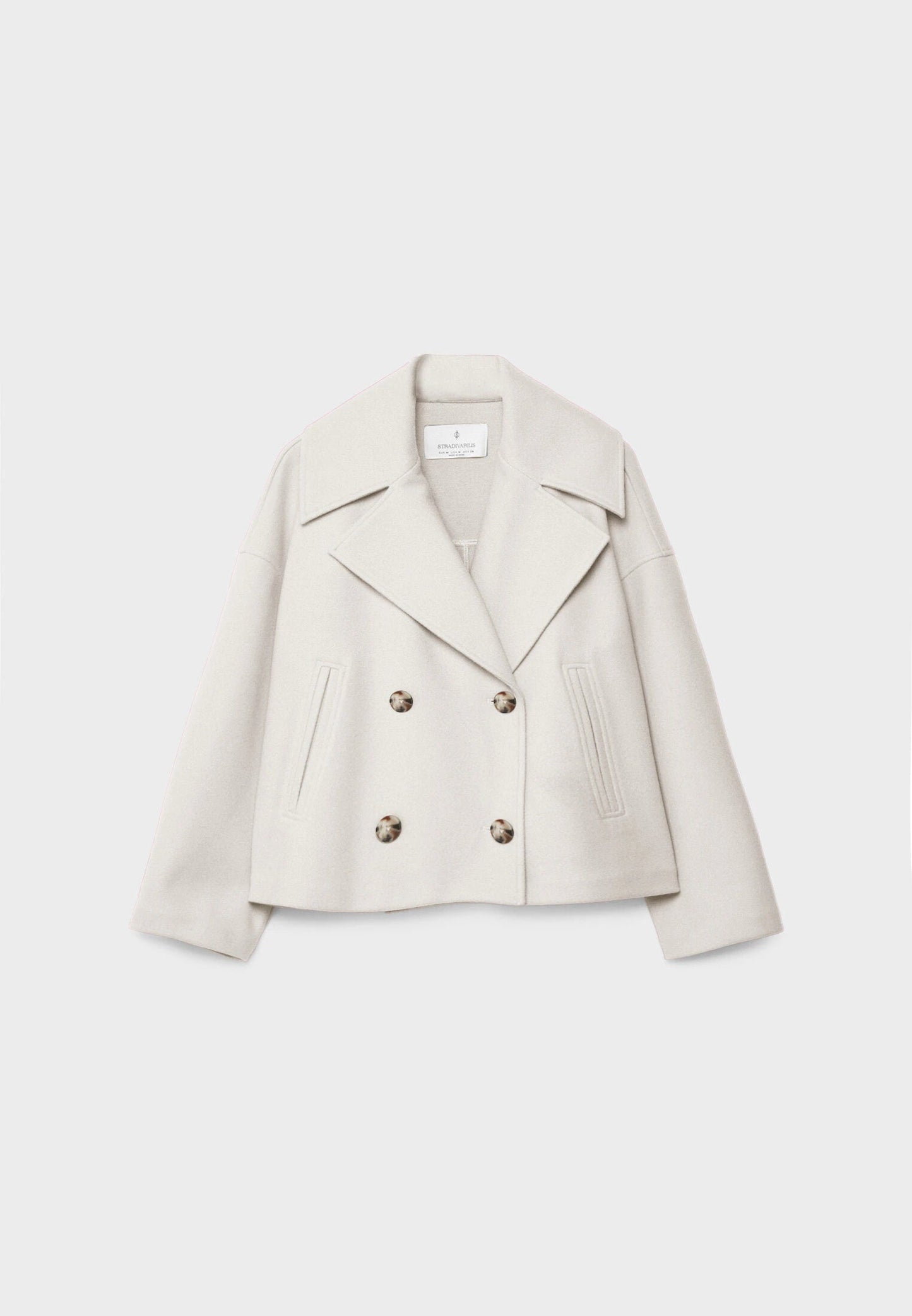 Giacca in misto lana - Oversize - Doppiopetto - Giacca corta in lana - Cappotto in lana da donna-Modasso