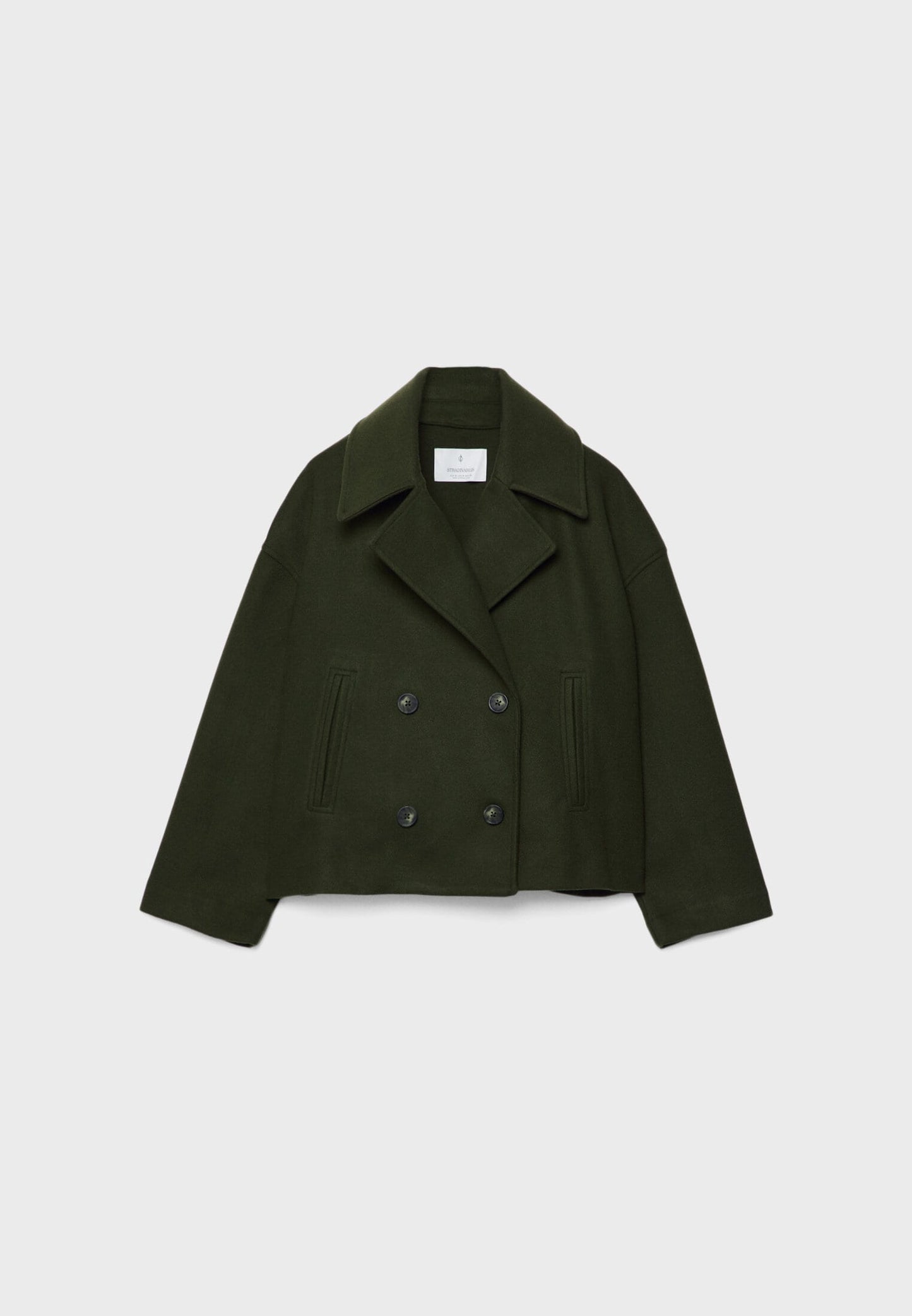Giacca in misto lana - Oversize - Doppiopetto - Giacca corta in lana - Cappotto in lana da donna-Modasso