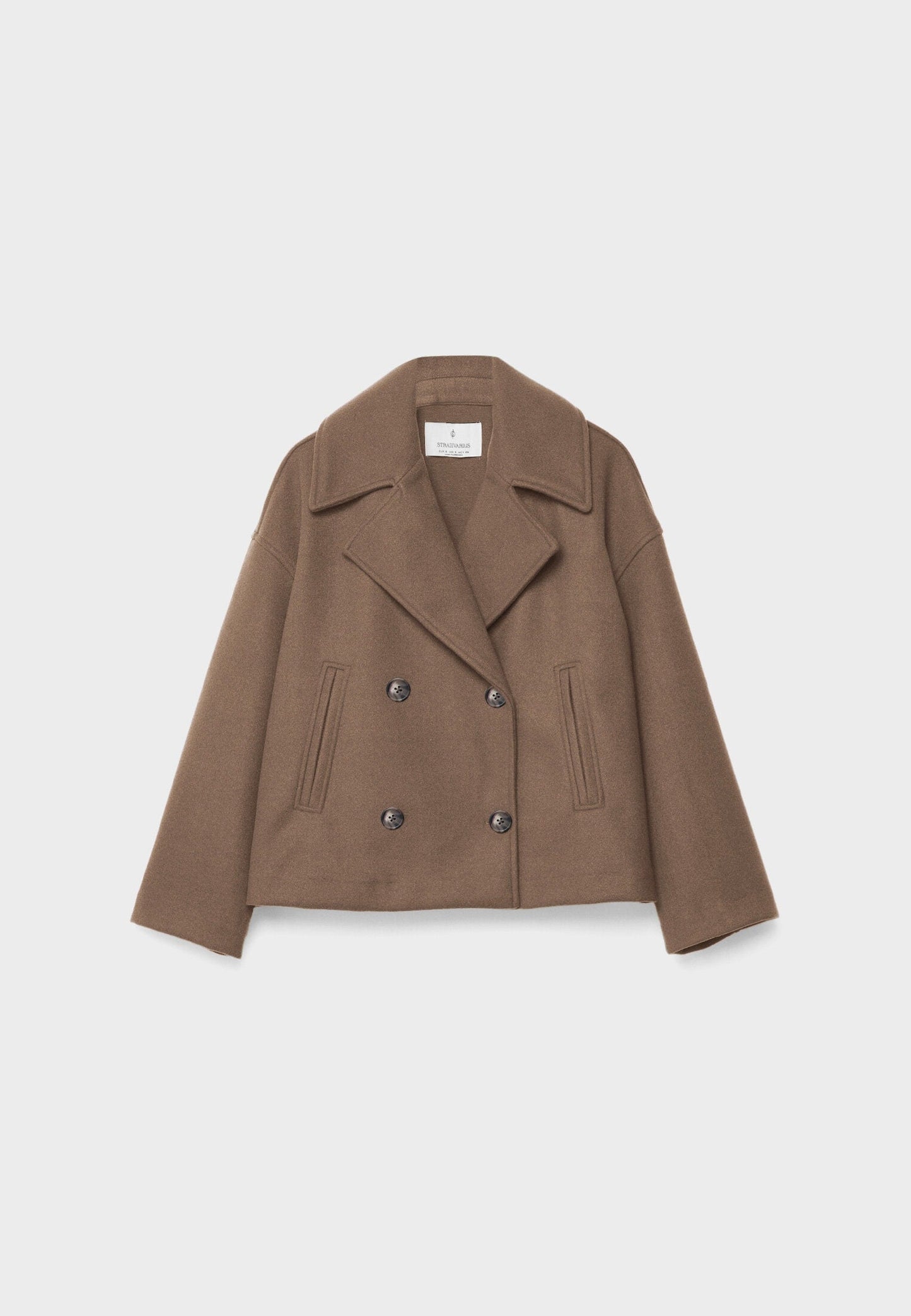 Giacca in misto lana - Oversize - Doppiopetto - Giacca corta in lana - Cappotto in lana da donna-Modasso