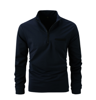 Men's Half Zip Pullover | Quarter Zip | Long Sleeve | Zip Polo Shirt | Men's Polo Shirt-Blu scuro-S-Modasso
