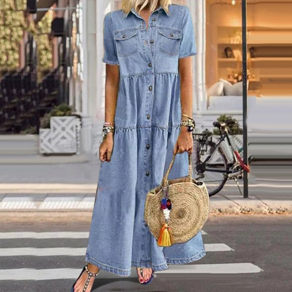 Naja, Elegante vestito in denim-Modaso