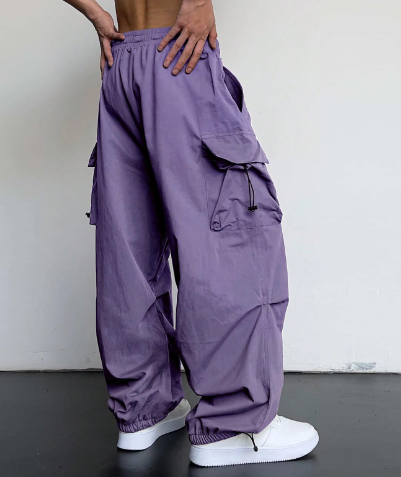 Pantaloni Cargo, Vestibilità Ampia, Coulisse, Pantaloni Baggy, Abbigliamento Uomo-Modaso
