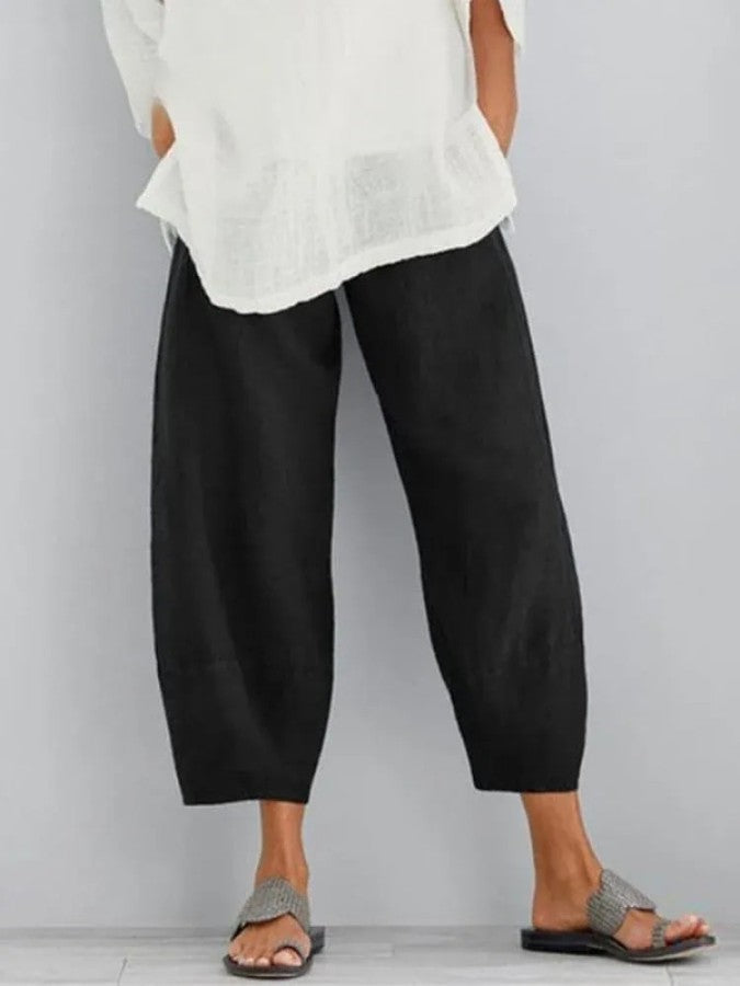 Pantaloni di Lino, Vestibilità Ampia, Estivi, da Donna-Modaso