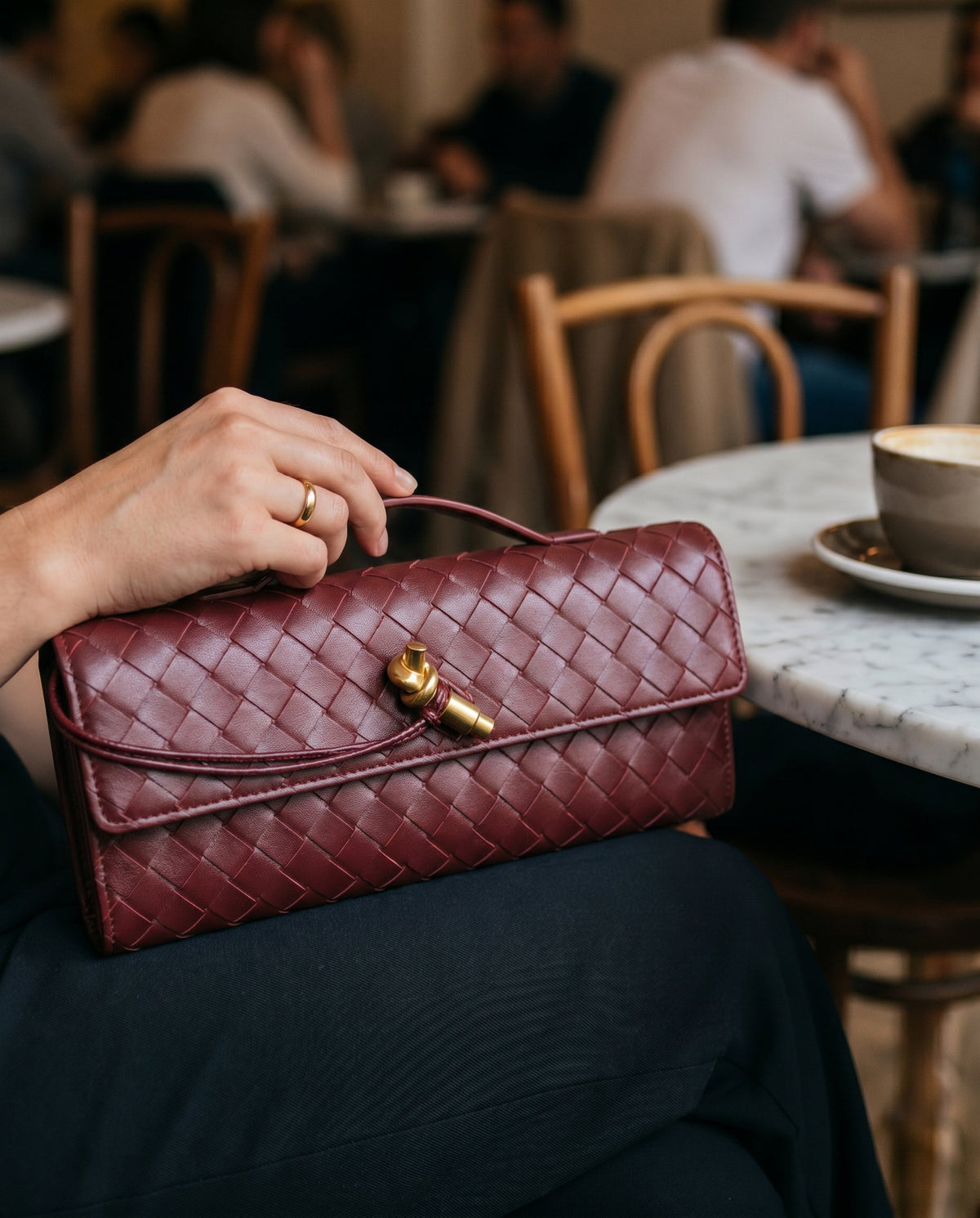Pochette Intrecciata, Piccola Borsa a Tracolla, Ecopelle-Modaso