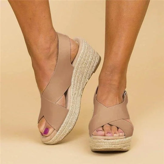 Sandali Espadrille - Ortopedici - Piattaforma - Scarpe con zeppa Espadrille - Sandali da donna-Beige-35-Modasso