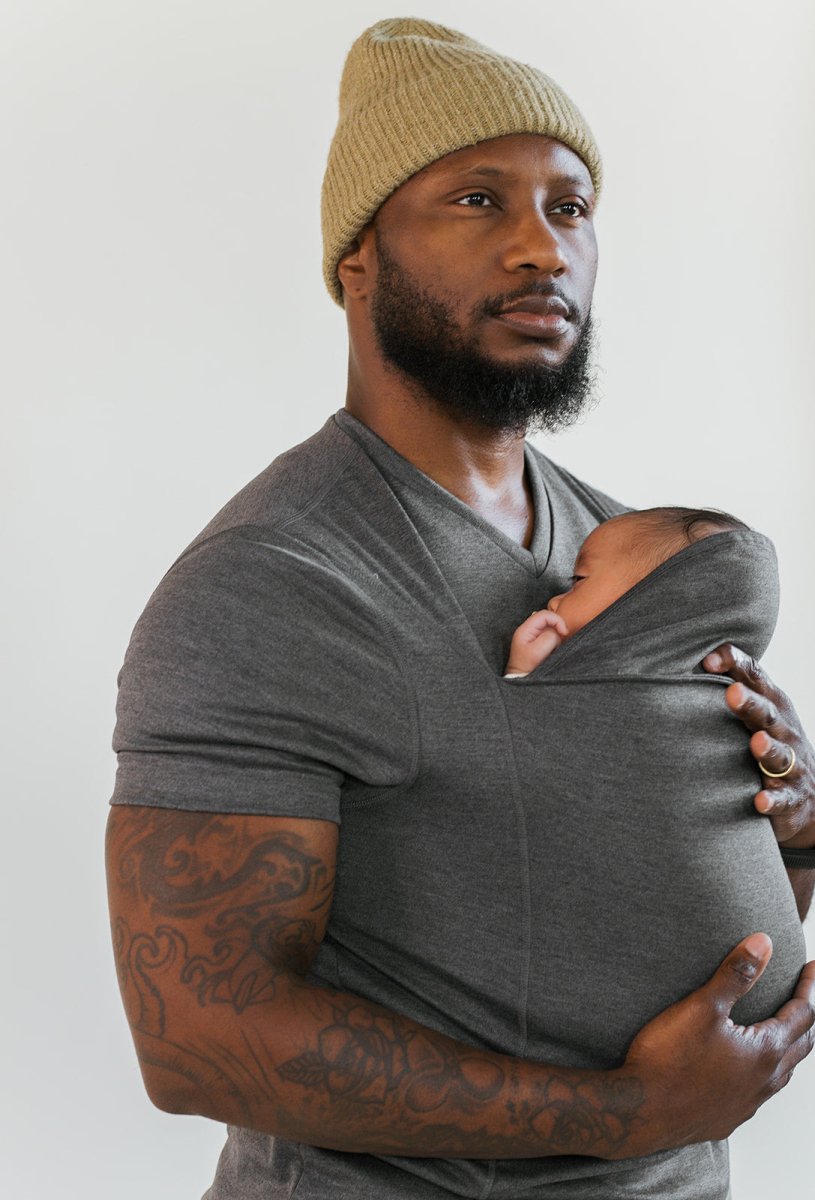 Sling Shirt - Camicia con fionda porta bebè e canguro per mamma e papà-Papà-Grigio-S-Modasso