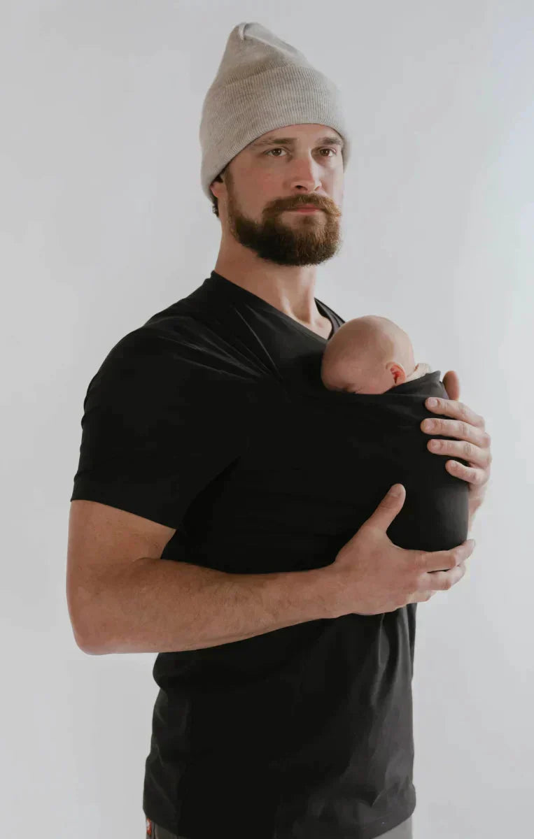 Sling Shirt - Camicia con fionda porta bebè e canguro per mamma e papà-Papà-Nero-S-Modasso