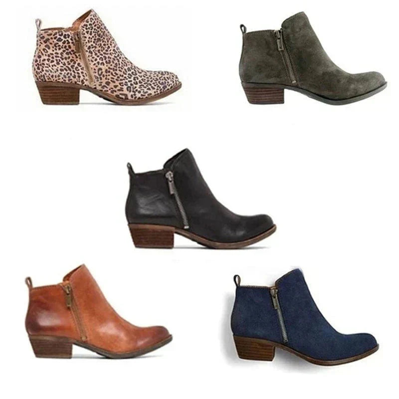 Stivaletti | Tacco a blocco | Tacco basso | Stivali in pelle | Stivali da donna-Verde-35-Modasso