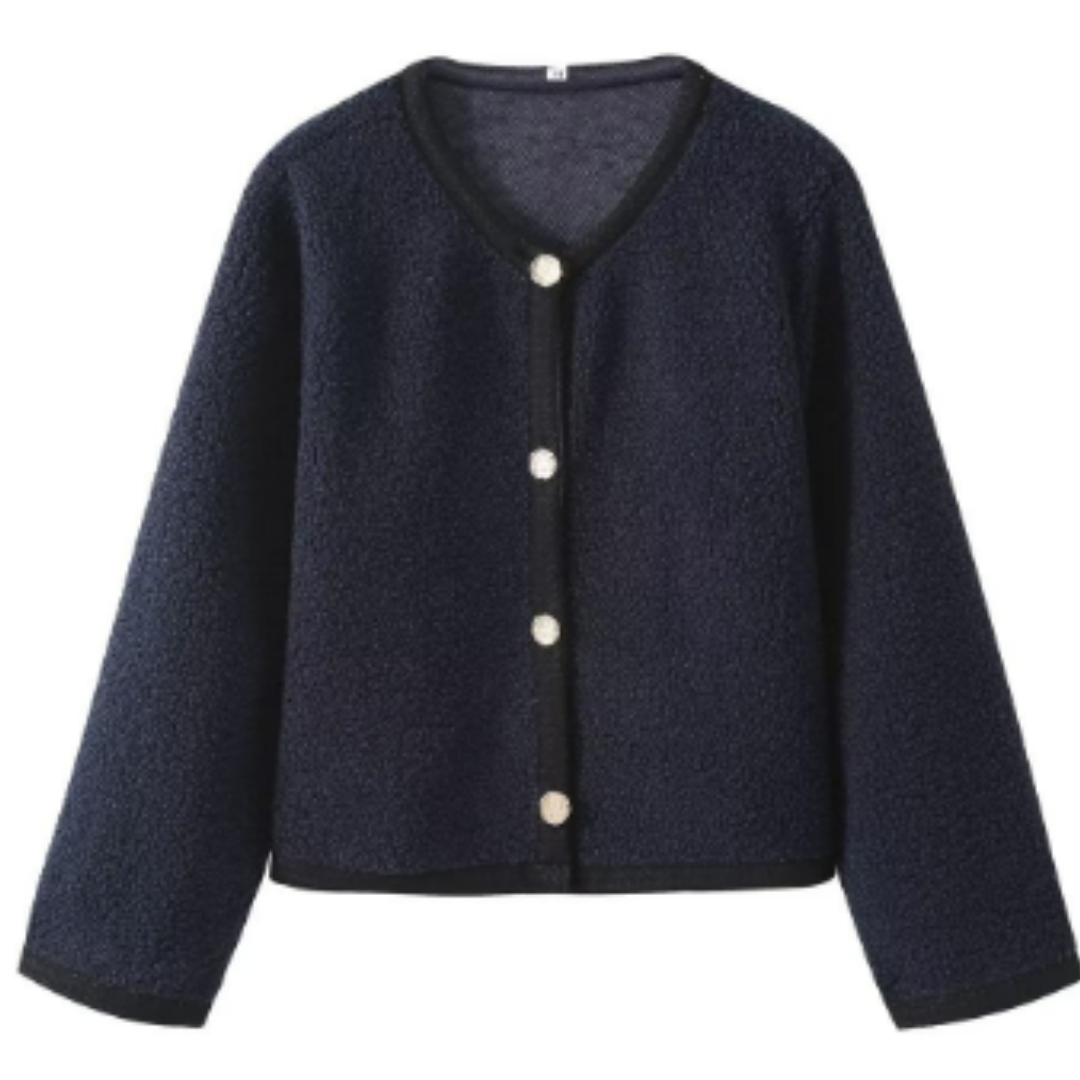 Teddy Cardigan - Cardigan da donna caldo con bottoni-Blu-S-Modasso