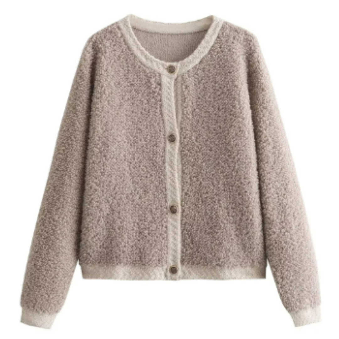 Teddy Cardigan - Cardigan da donna caldo con bottoni-Cachi-S-Modasso