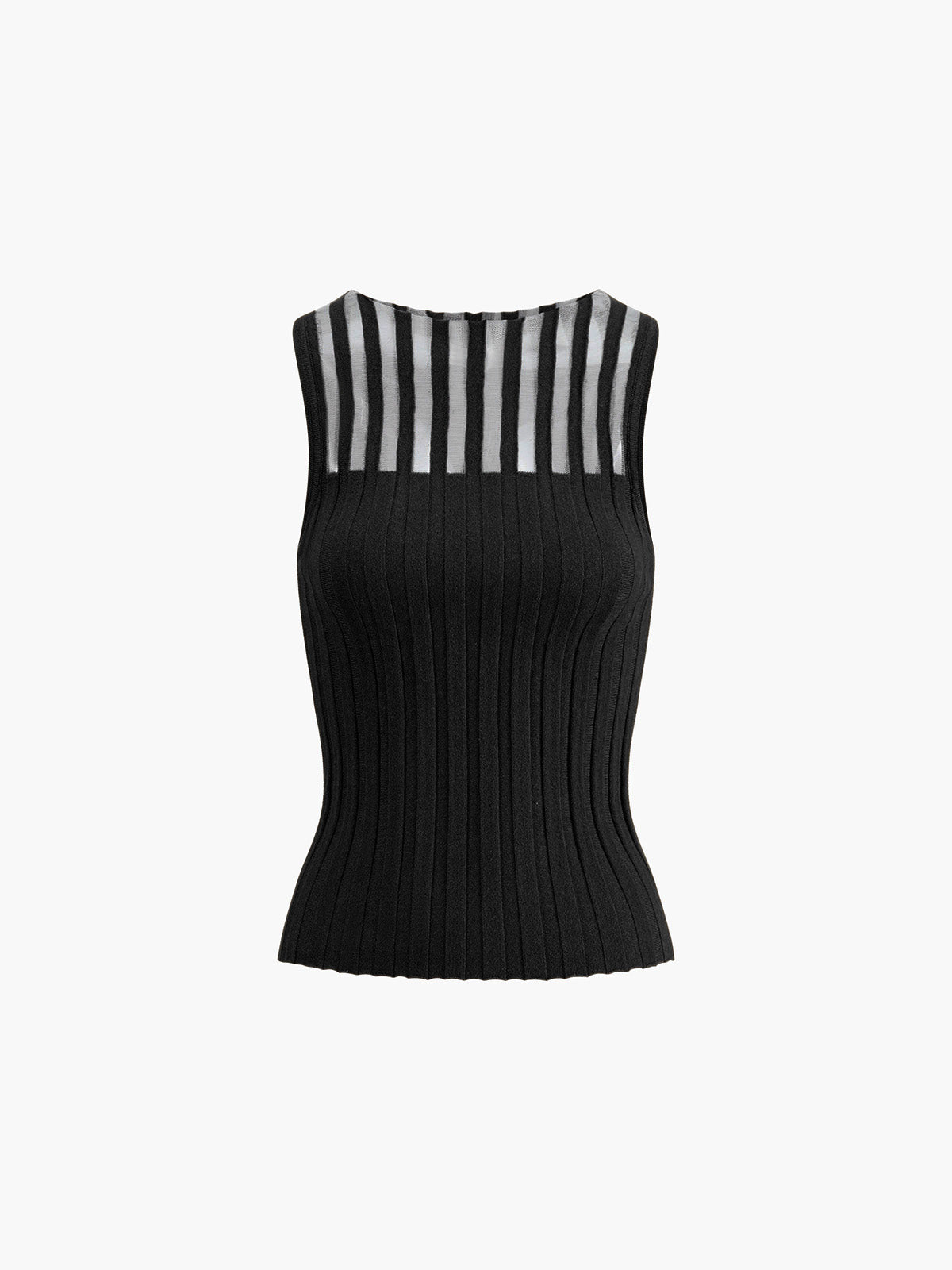 Top senza maniche - Top da donna in maglia a righe, slim fit-Nero-XS-Modasso