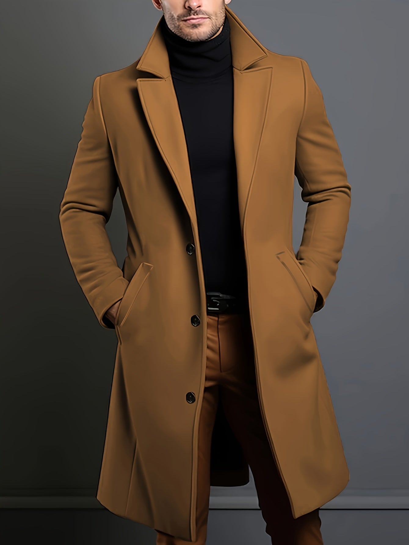 Trench Da Uomo - misto lana - monopetto - Trench di lana - Giacche da uomo-Marrone-S-Modasso