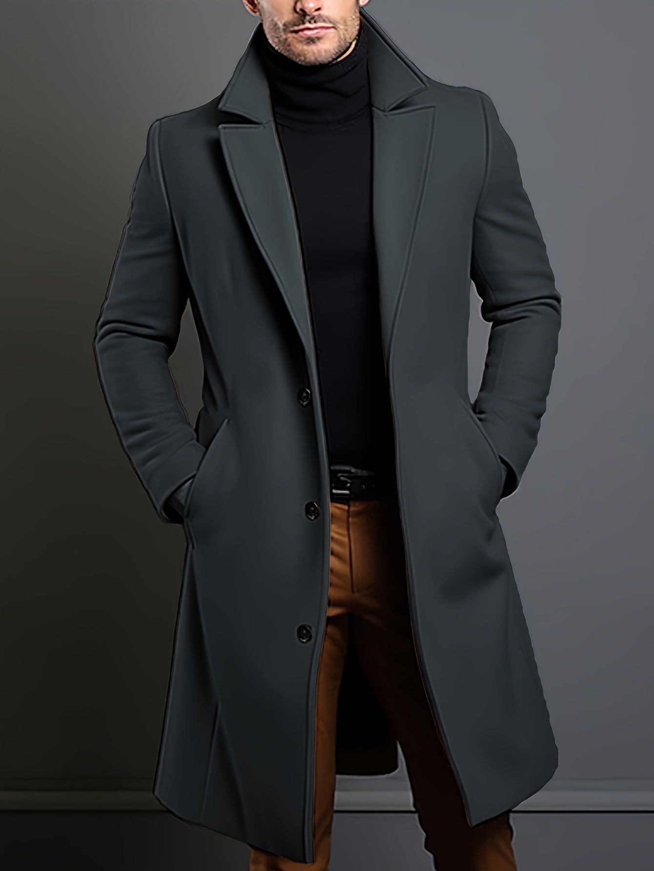 Trench Da Uomo - misto lana - monopetto - Trench di lana - Giacche da uomo-Modasso