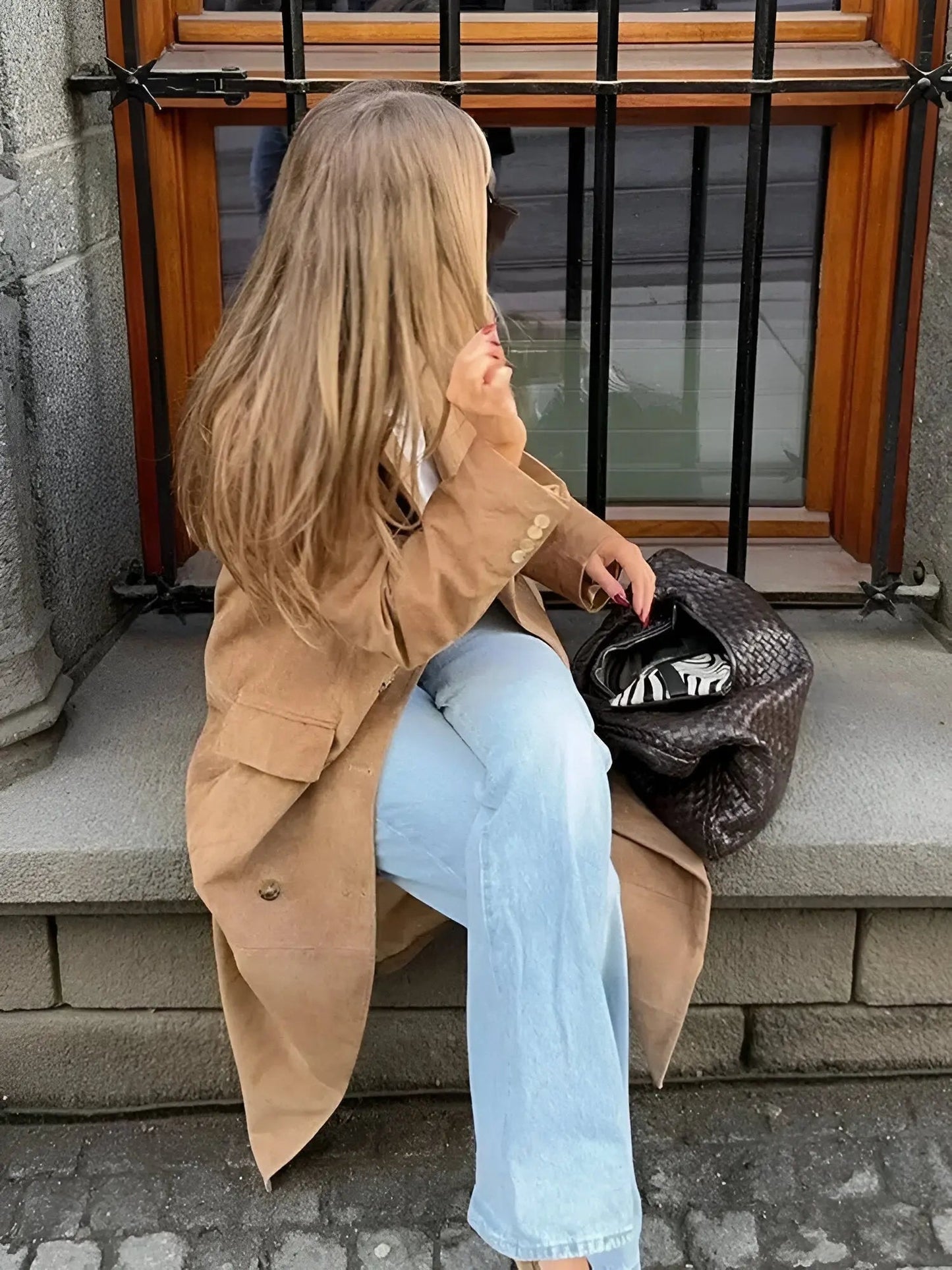 Trench Lungo in Camoscio, Doppiopetto, da Donna-Modaso
